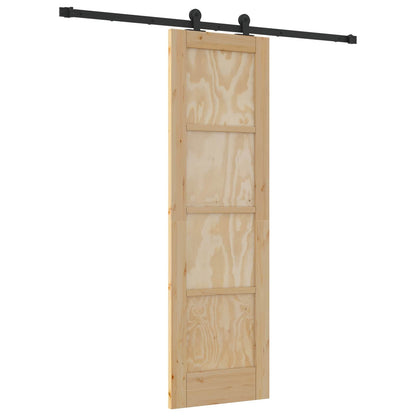 Schuifdeur Naturel en Zwart 61 x 198,5 cm Massief grenenhout