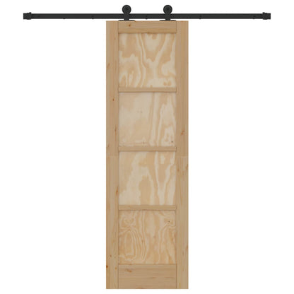 Schuifdeur Naturel en Zwart 61 x 198,5 cm Massief grenenhout