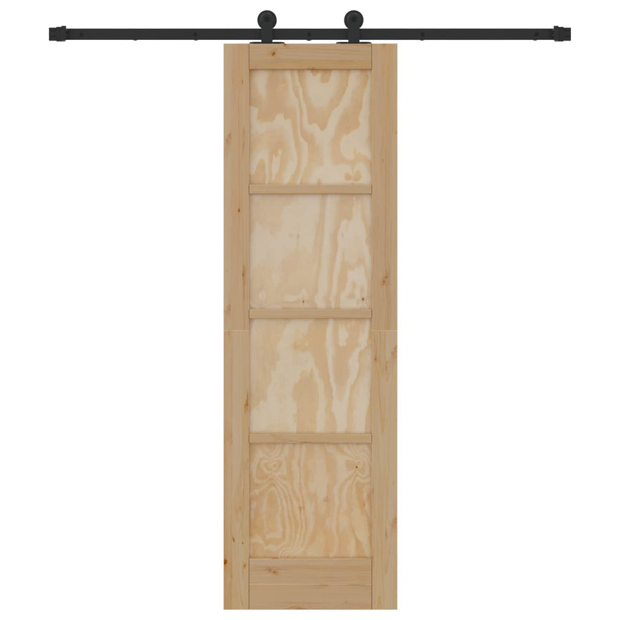 Schuifdeur Naturel en Zwart 61 x 198,5 cm Massief grenenhout