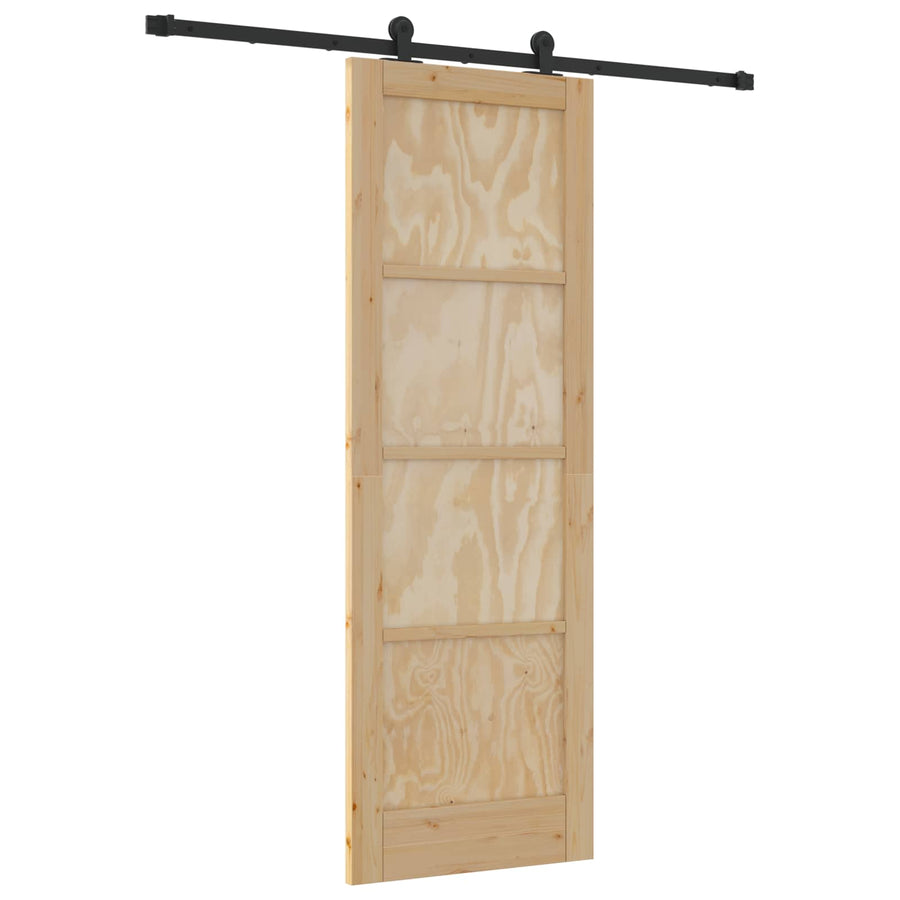 Schuifdeur Naturel en Zwart 73,5 x 211 cm Massief grenenhout