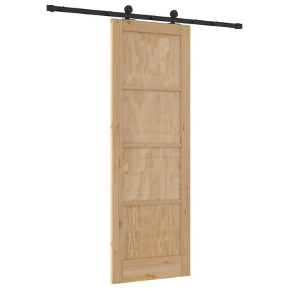 Schuifdeur Naturel en Zwart 73,5 x 211 cm Massief grenenhout