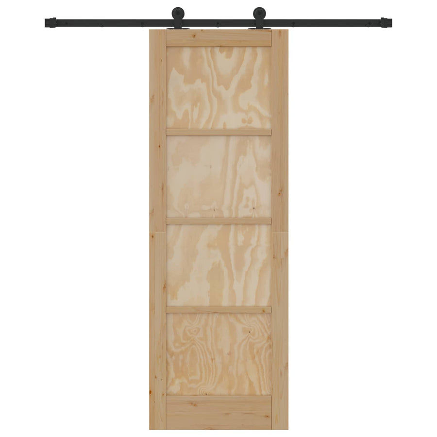 Schuifdeur Naturel en Zwart 73,5 x 211 cm Massief grenenhout