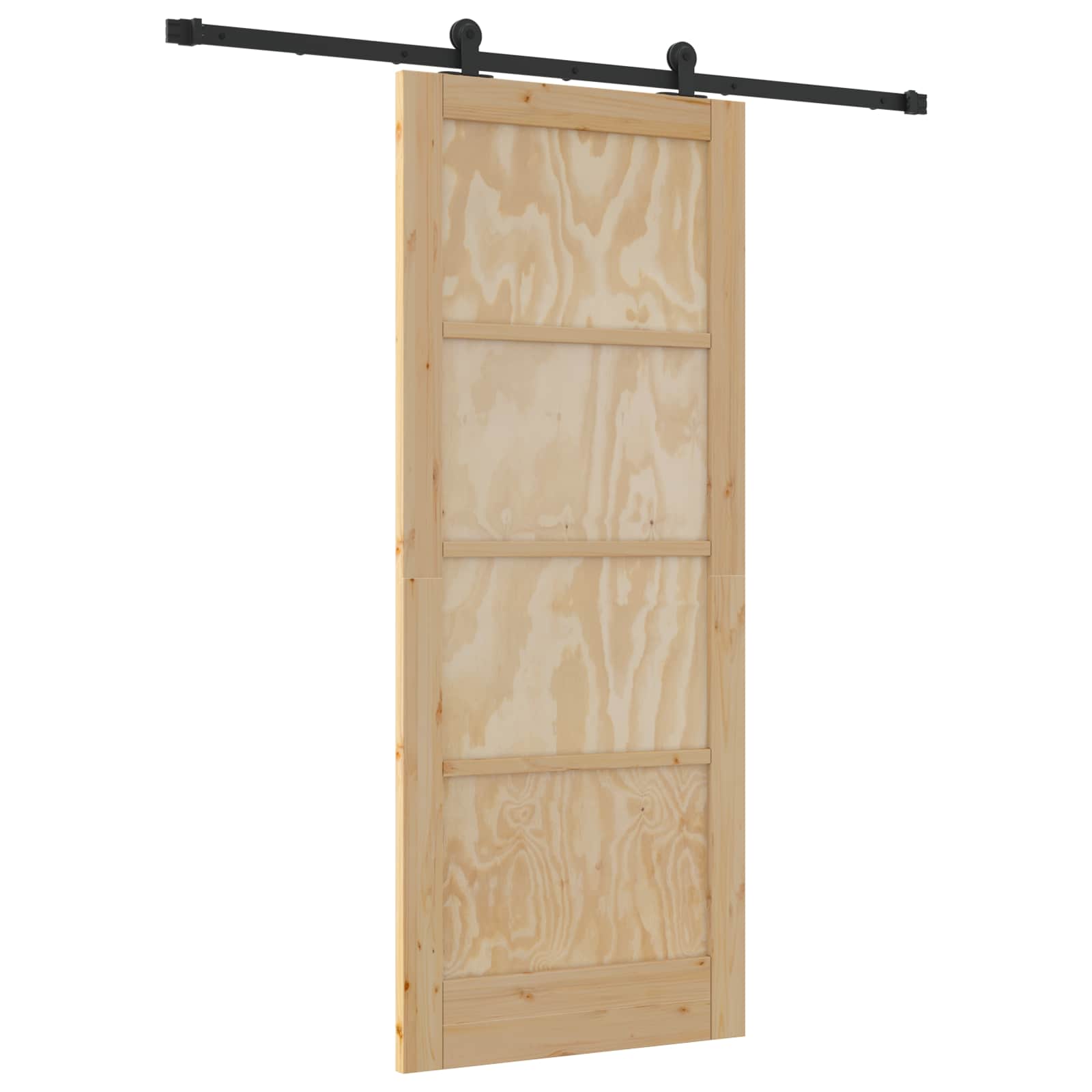 Schuifdeur Naturel en Zwart 83 x 202 cm Massief grenenhout