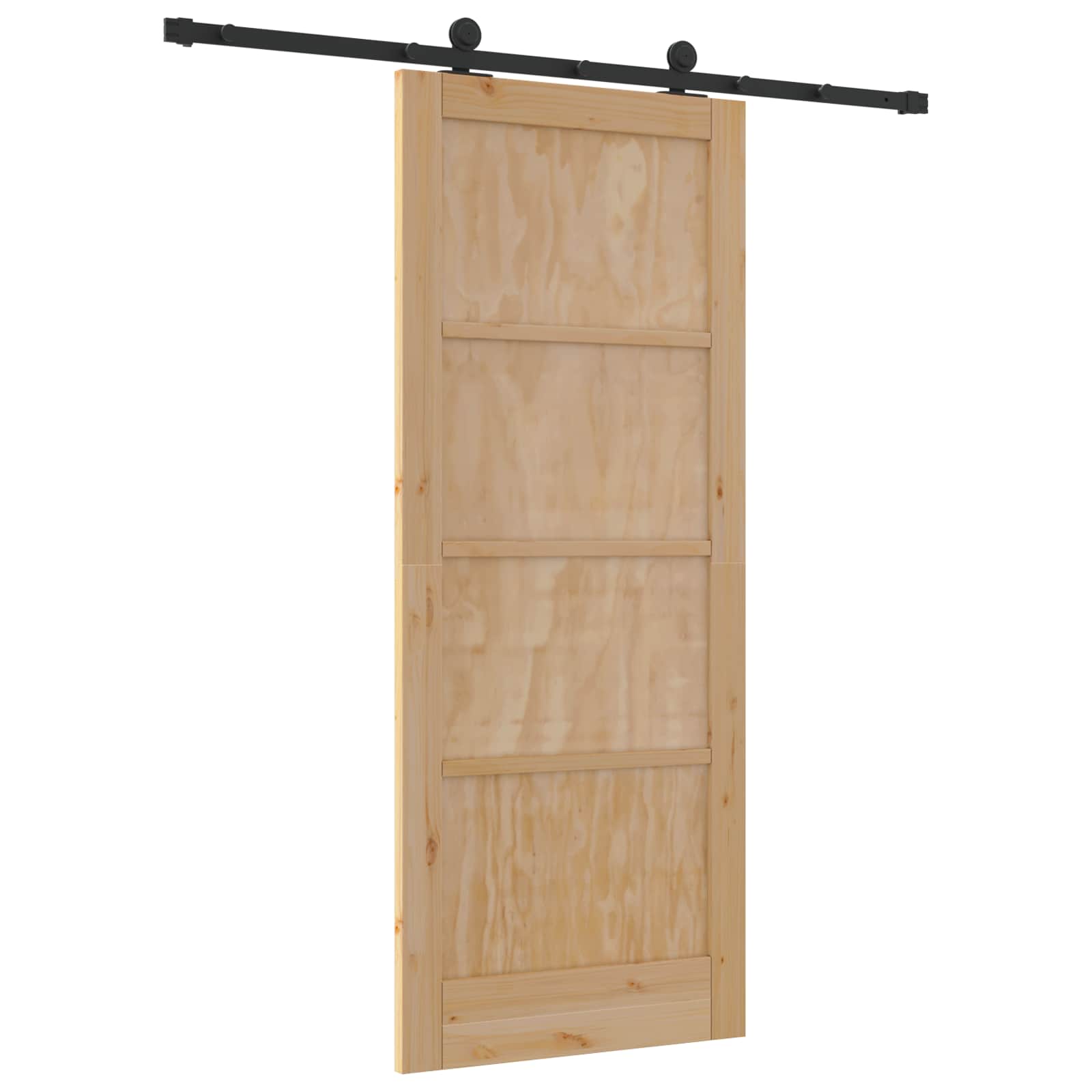 Schuifdeur Naturel en Zwart 83 x 202 cm Massief grenenhout