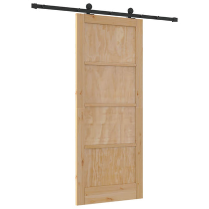 Schuifdeur Naturel en Zwart 83 x 202 cm Massief grenenhout