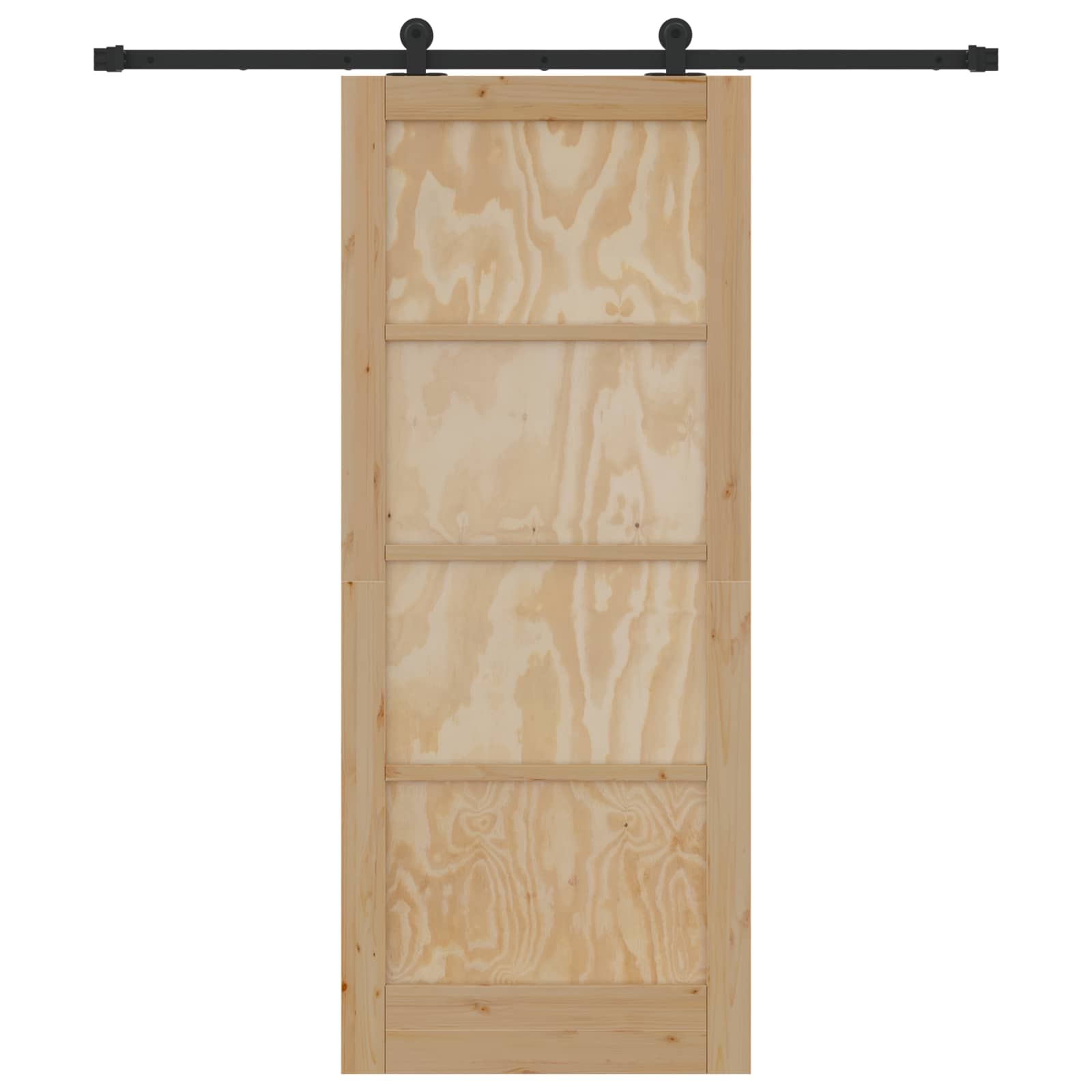 Schuifdeur Naturel en Zwart 83 x 202 cm Massief grenenhout