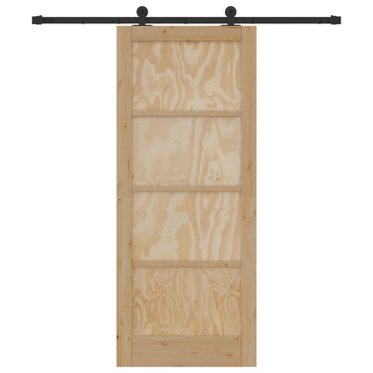 Schuifdeur Naturel en Zwart 83 x 202 cm Massief grenenhout