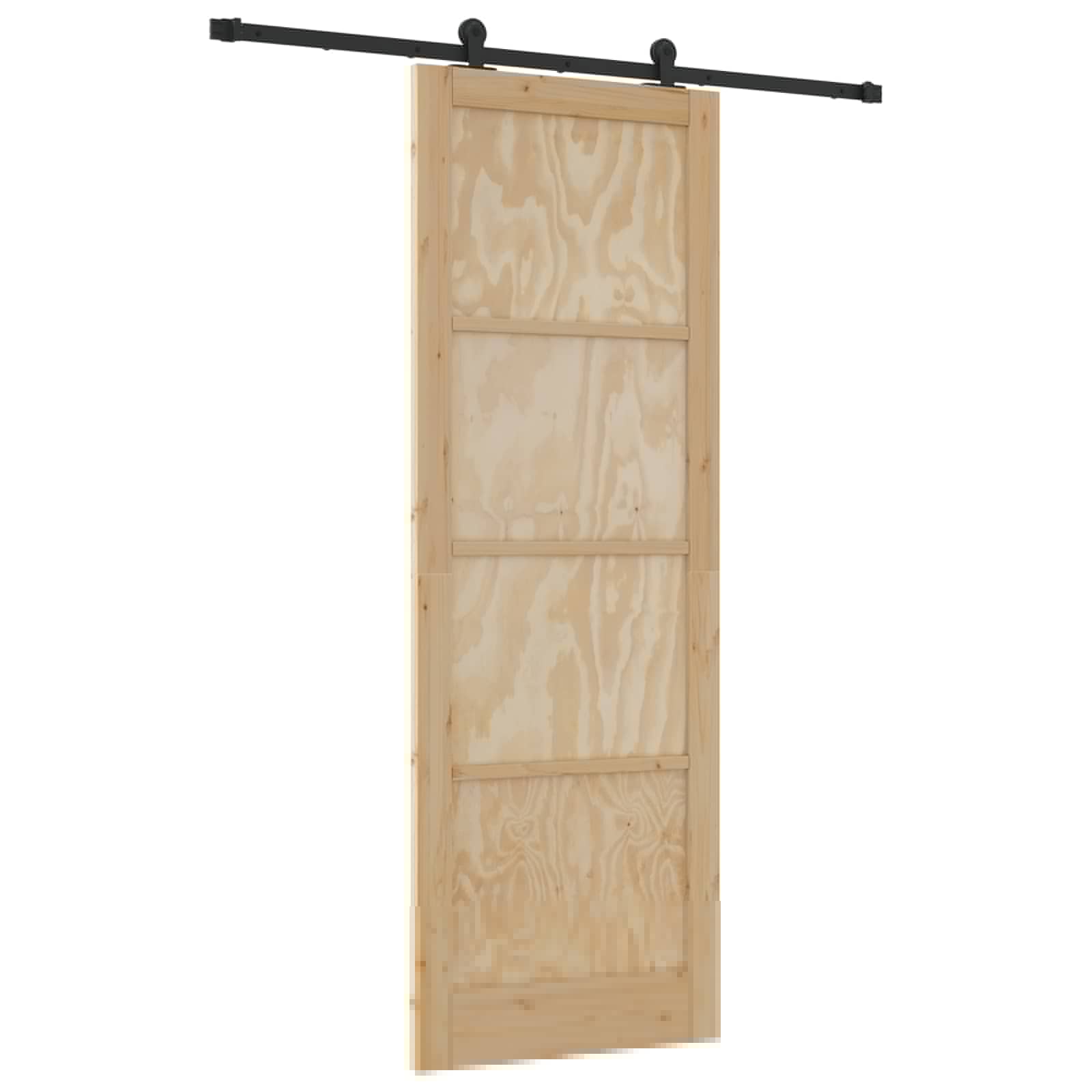 Schuifdeur Naturel en Zwart 83 x 232 cm Massief grenenhout