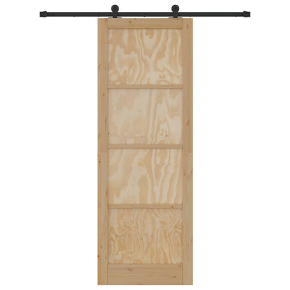 Schuifdeur Naturel en Zwart 83 x 232 cm Massief grenenhout
