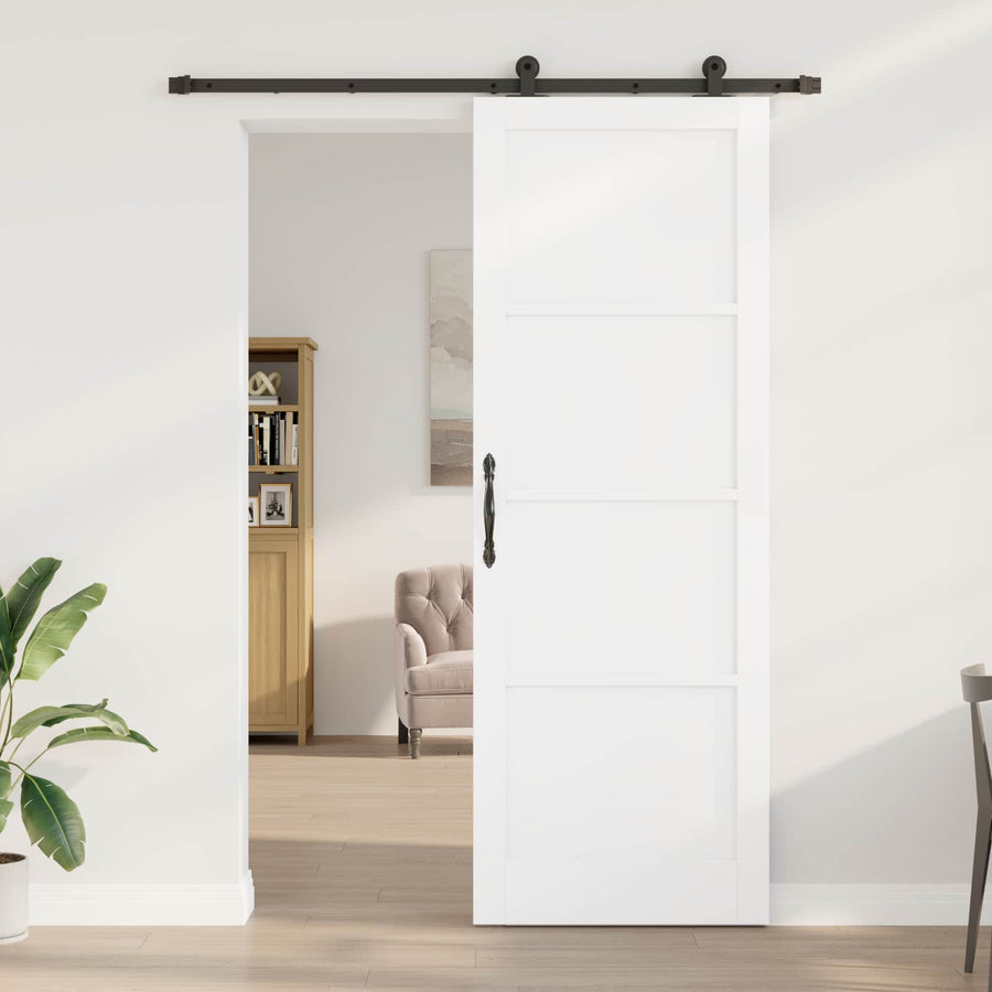 Schuifdeur Wit en zwart 83 x 232 cm Massief grenenhout