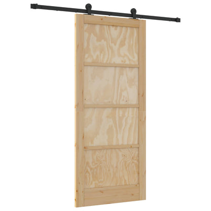 Schuifdeur Naturel en Zwart 86 x 198,5 cm Massief grenenhout