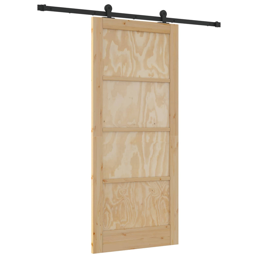 Schuifdeur Naturel en Zwart 86 x 198,5 cm Massief grenenhout