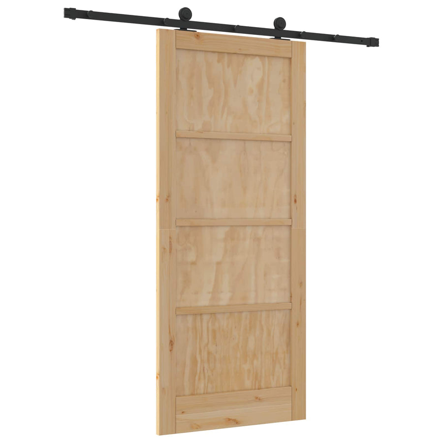 Schuifdeur Naturel en Zwart 86 x 198,5 cm Massief grenenhout