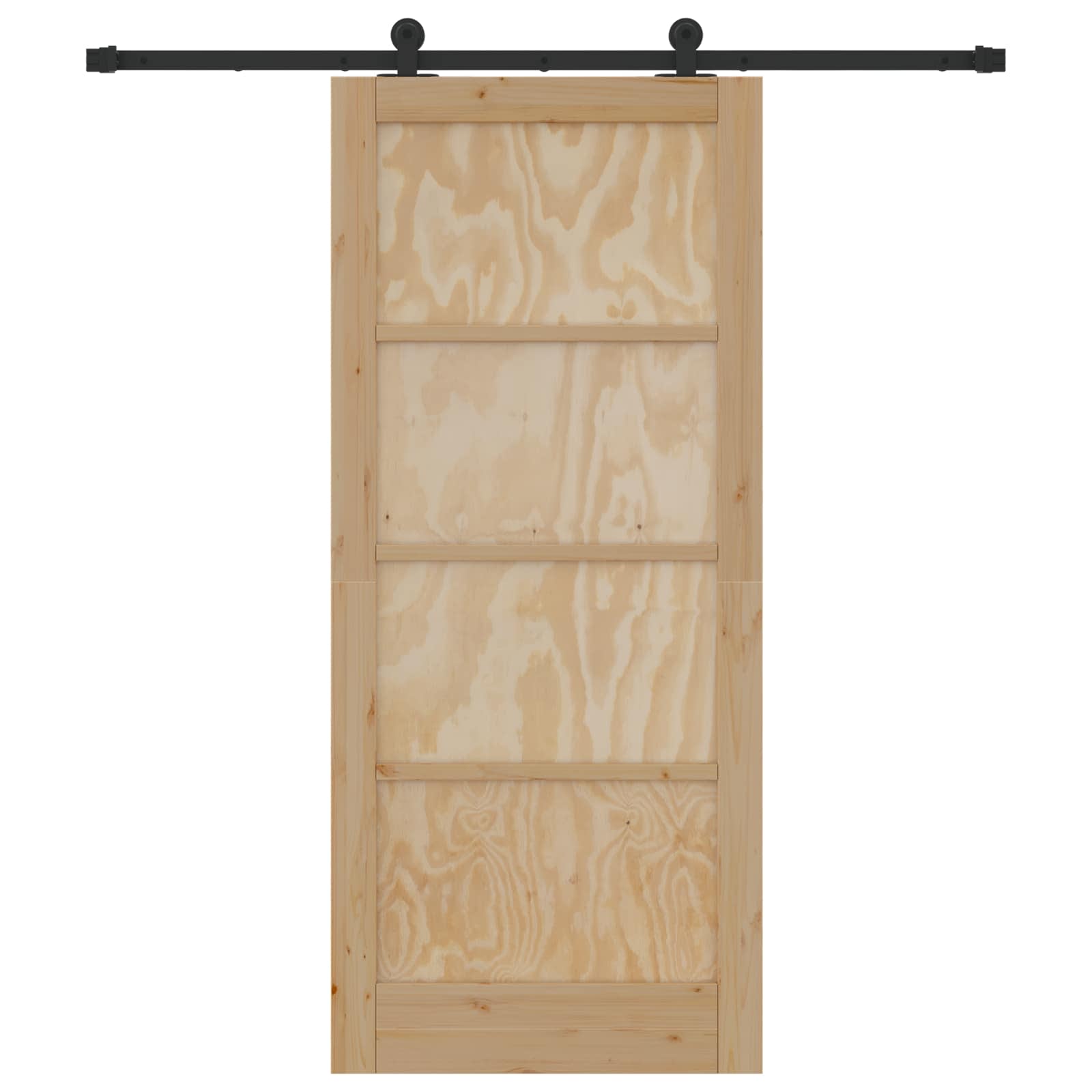 Schuifdeur Naturel en Zwart 86 x 198,5 cm Massief grenenhout
