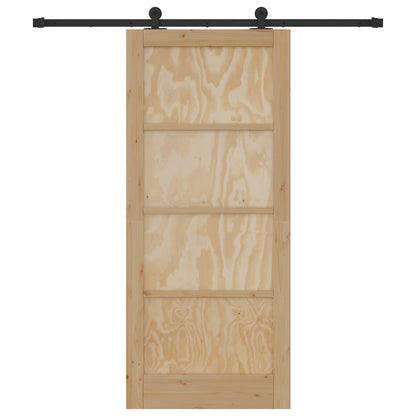 Schuifdeur Naturel en Zwart 86 x 198,5 cm Massief grenenhout