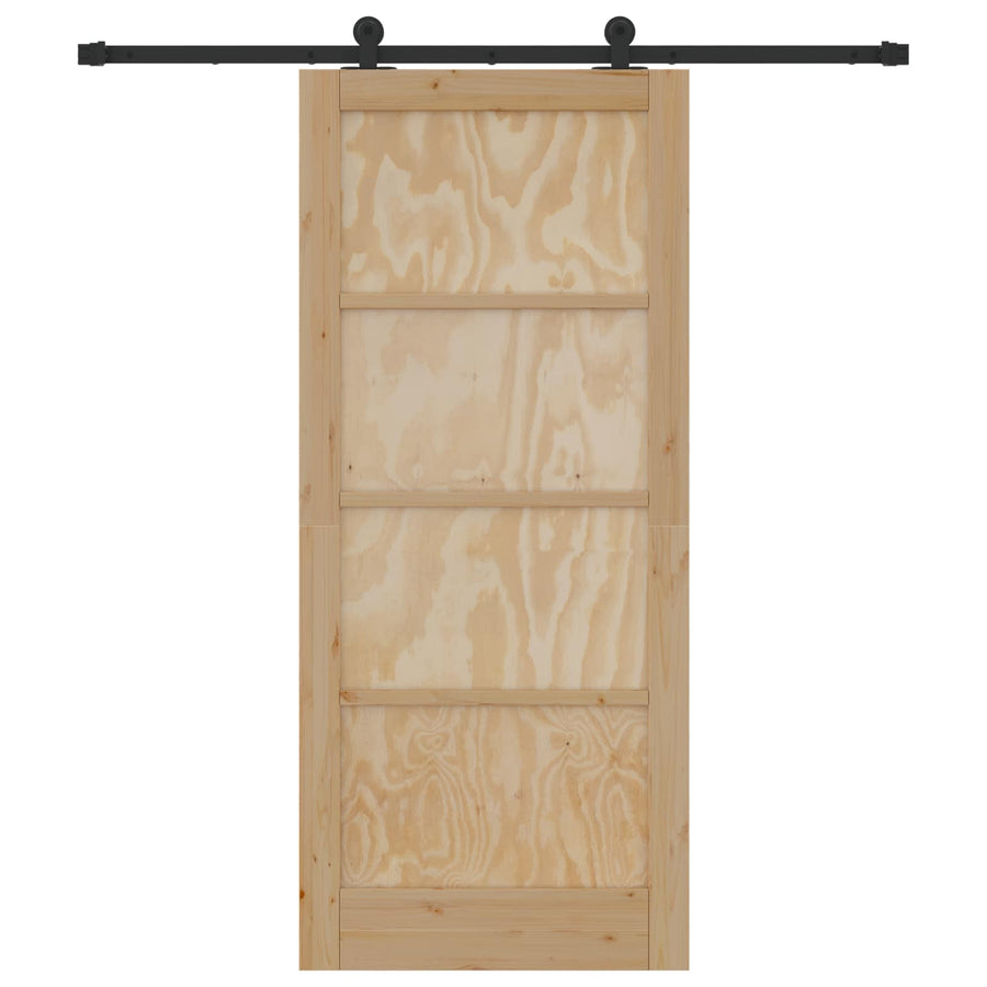 Schuifdeur Naturel en Zwart 86 x 198,5 cm Massief grenenhout