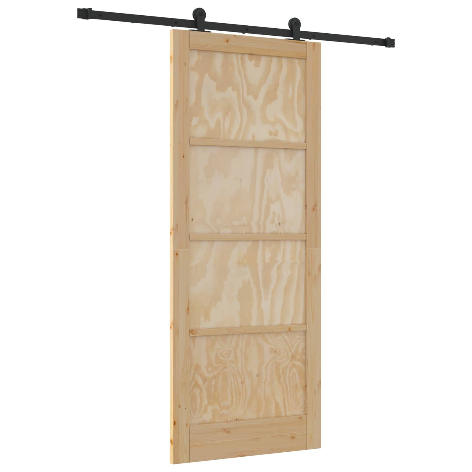 Schuifdeur Naturel en Zwart 86 x 211 cm Massief grenenhout