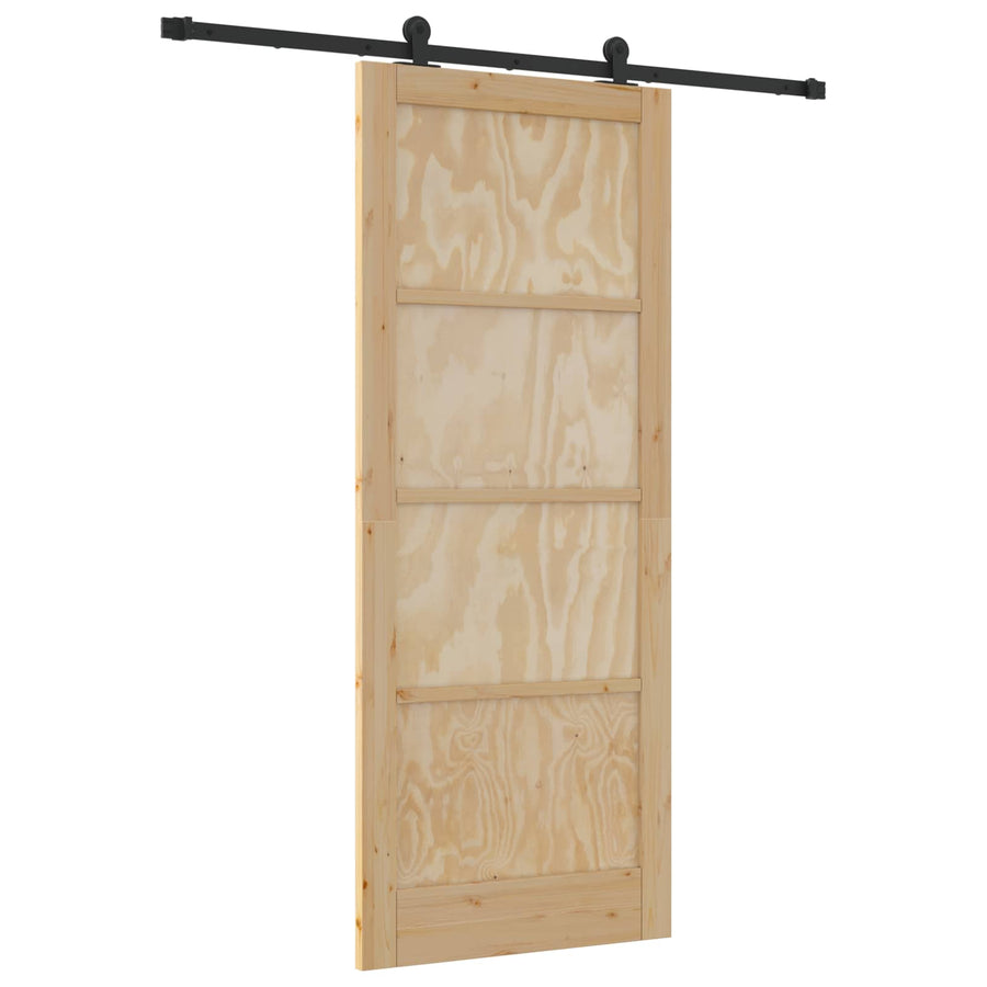 Schuifdeur Naturel en Zwart 86 x 211 cm Massief grenenhout