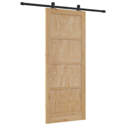 Schuifdeur Naturel en Zwart 86 x 211 cm Massief grenenhout