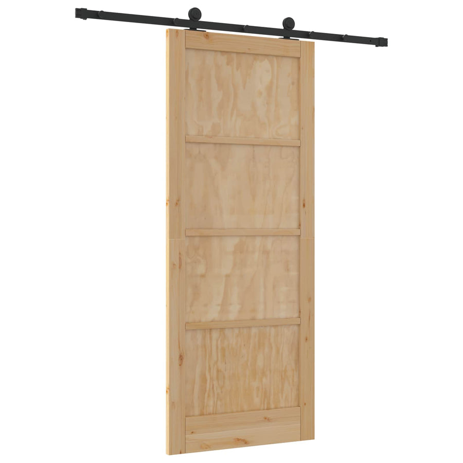 Schuifdeur Naturel en Zwart 86 x 211 cm Massief grenenhout