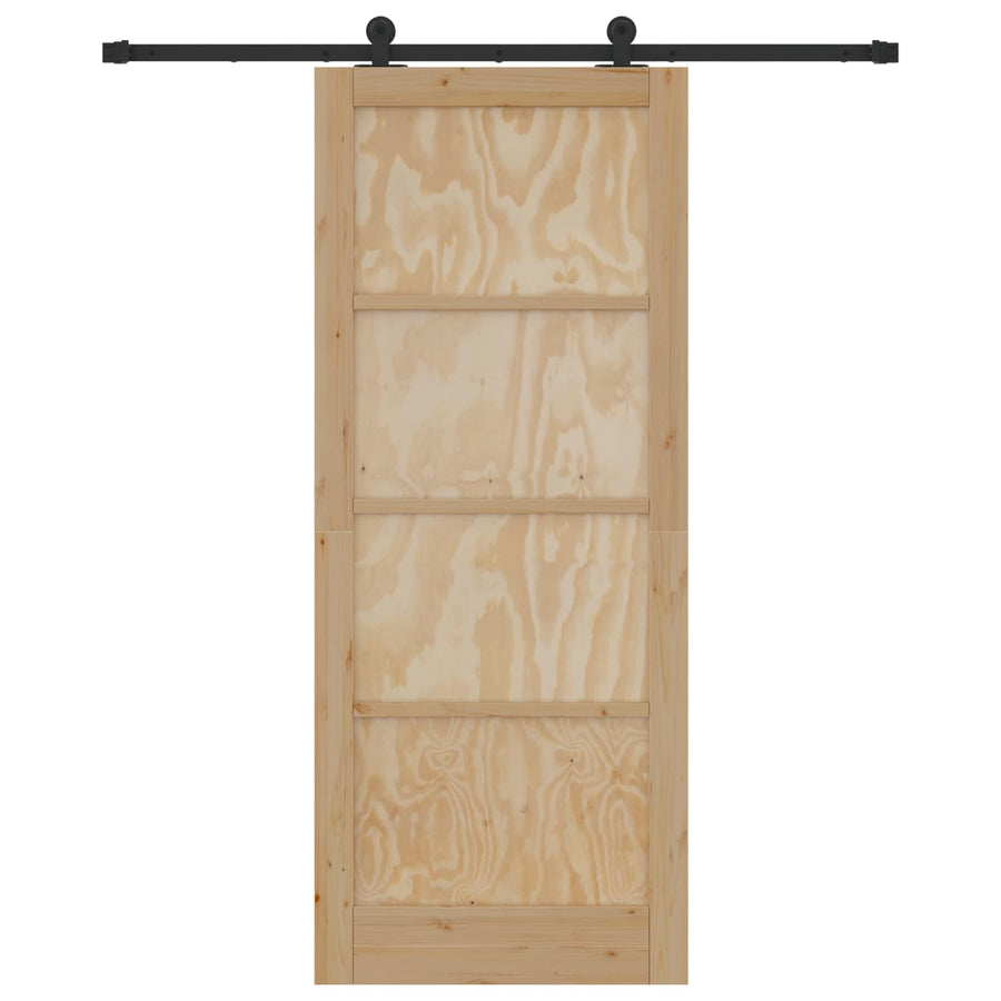 Schuifdeur Naturel en Zwart 86 x 211 cm Massief grenenhout