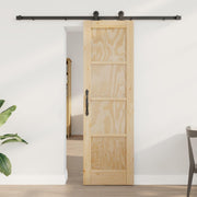 Schuifdeur massief grenenhout naturel zwart 61x198,5 cm