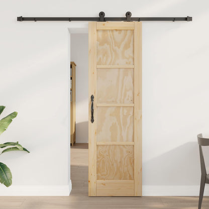 Schuifdeur Naturel en Zwart 61 x 198,5 cm Massief grenenhout