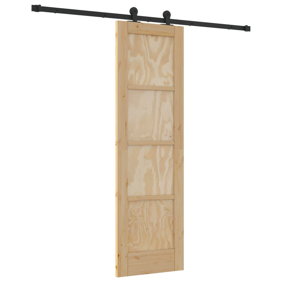 Schuifdeur Naturel en Zwart 61 x 198,5 cm Massief grenenhout