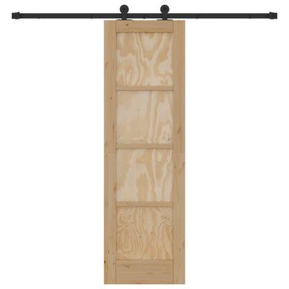 Schuifdeur Naturel en Zwart 61 x 198,5 cm Massief grenenhout