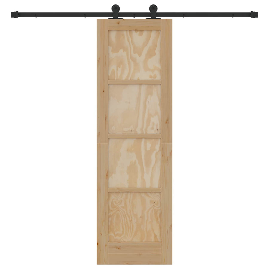 Schuifdeur Naturel en Zwart 61 x 198,5 cm Massief grenenhout