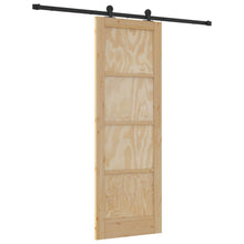 Schuifdeur Naturel en Zwart 73,5 x 211 cm Massief grenenhout