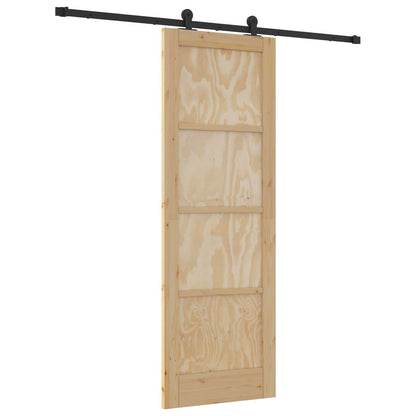 Schuifdeur Naturel en Zwart 73,5 x 211 cm Massief grenenhout