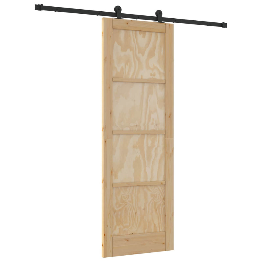 Schuifdeur Naturel en Zwart 73,5 x 211 cm Massief grenenhout