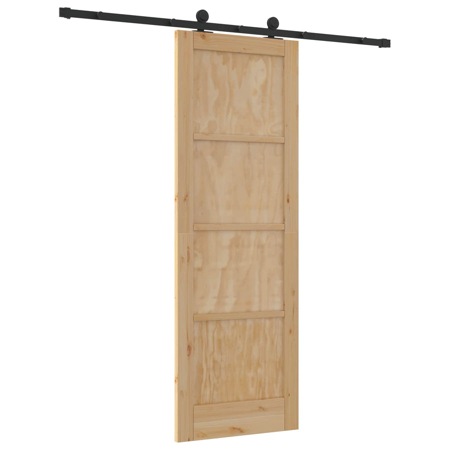 Schuifdeur Naturel en Zwart 73,5 x 211 cm Massief grenenhout