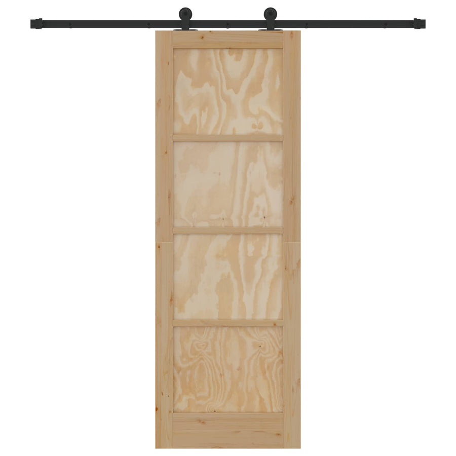 Schuifdeur Naturel en Zwart 73,5 x 211 cm Massief grenenhout