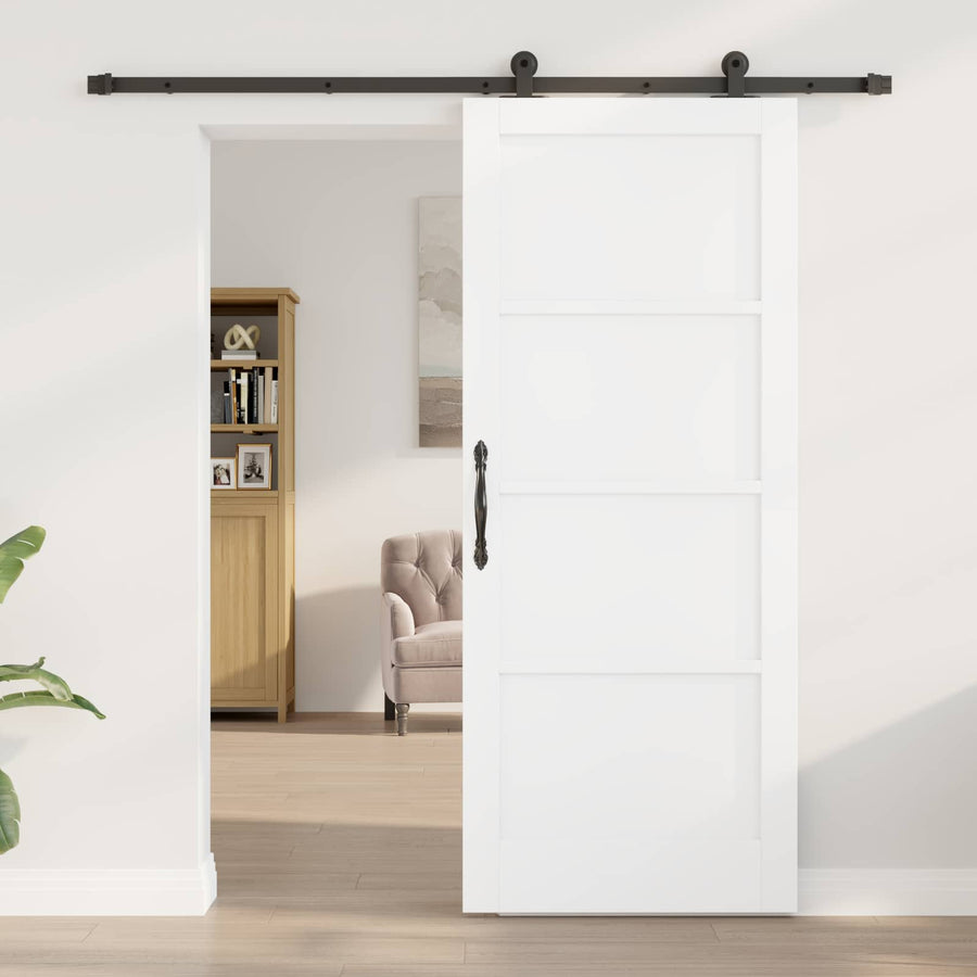Schuifdeur Wit en zwart 83 x 202 cm Massief grenenhout