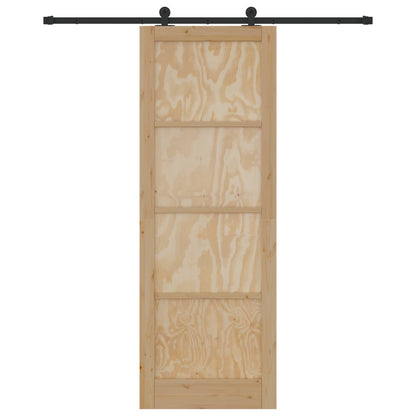 Schuifdeur Naturel en Zwart 83 x 232 cm Massief grenenhout