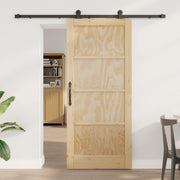 Schuifdeur massief grenenhout naturel zwart 86x198,5 cm