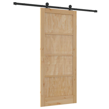 Schuifdeur Naturel en Zwart 86 x 198,5 cm Massief grenenhout