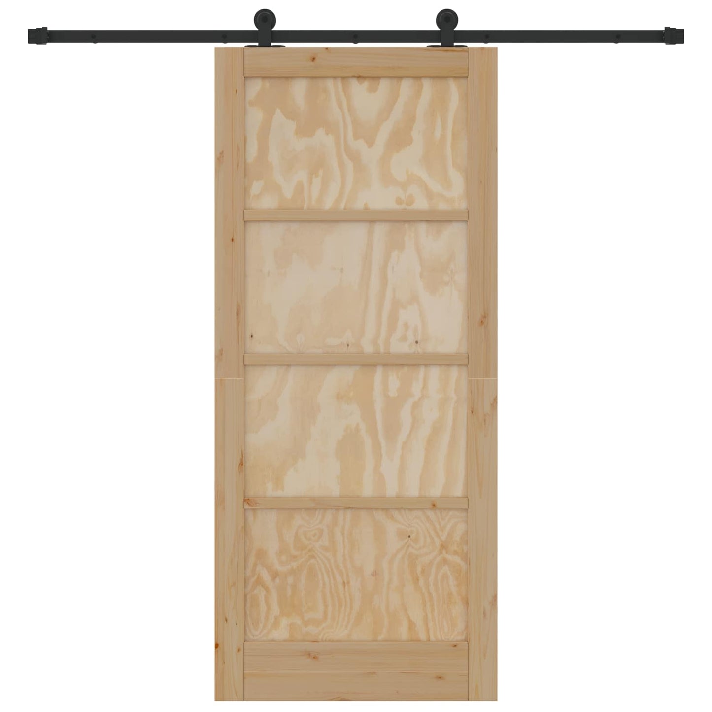 Schuifdeur Naturel en Zwart 86 x 198,5 cm Massief grenenhout