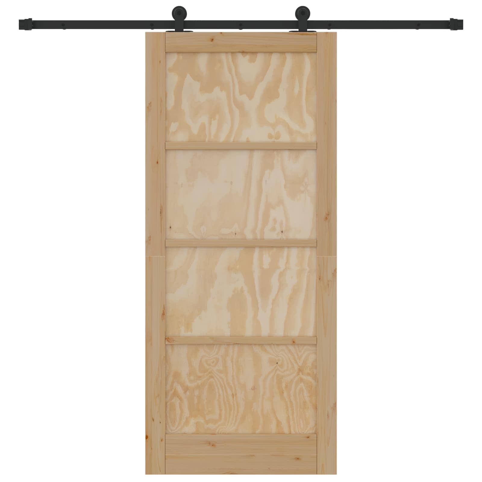Schuifdeur Naturel en Zwart 86 x 198,5 cm Massief grenenhout