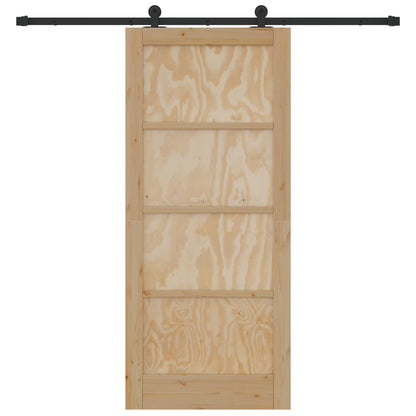 Schuifdeur Naturel en Zwart 86 x 198,5 cm Massief grenenhout