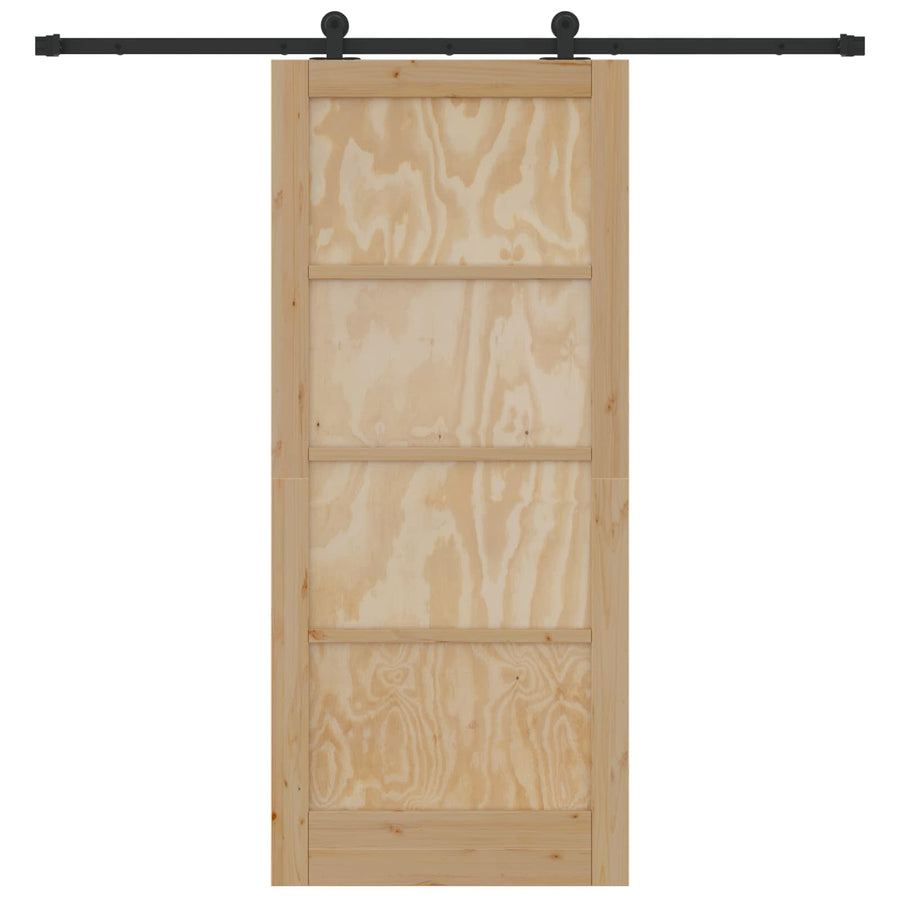 Schuifdeur Naturel en Zwart 86 x 198,5 cm Massief grenenhout