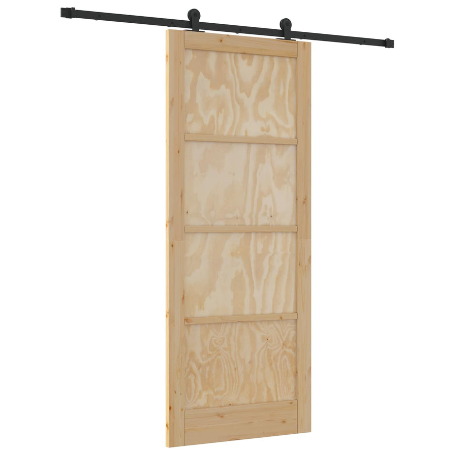Schuifdeur Naturel en Zwart 86 x 211 cm Massief grenenhout