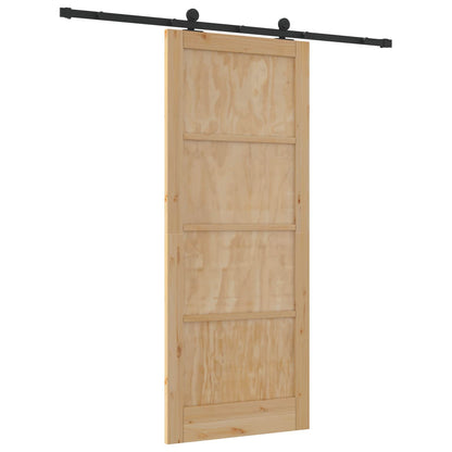 Schuifdeur Naturel en Zwart 86 x 211 cm Massief grenenhout