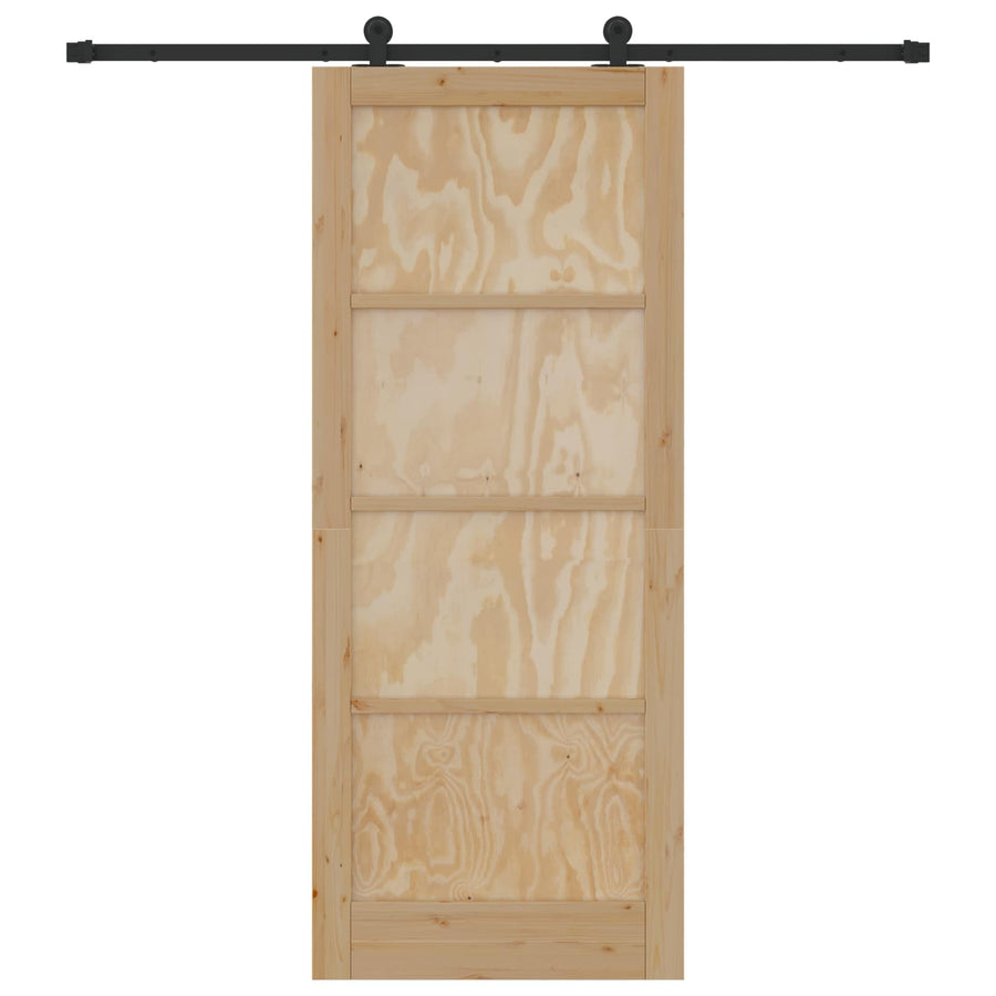 Schuifdeur Naturel en Zwart 86 x 211 cm Massief grenenhout
