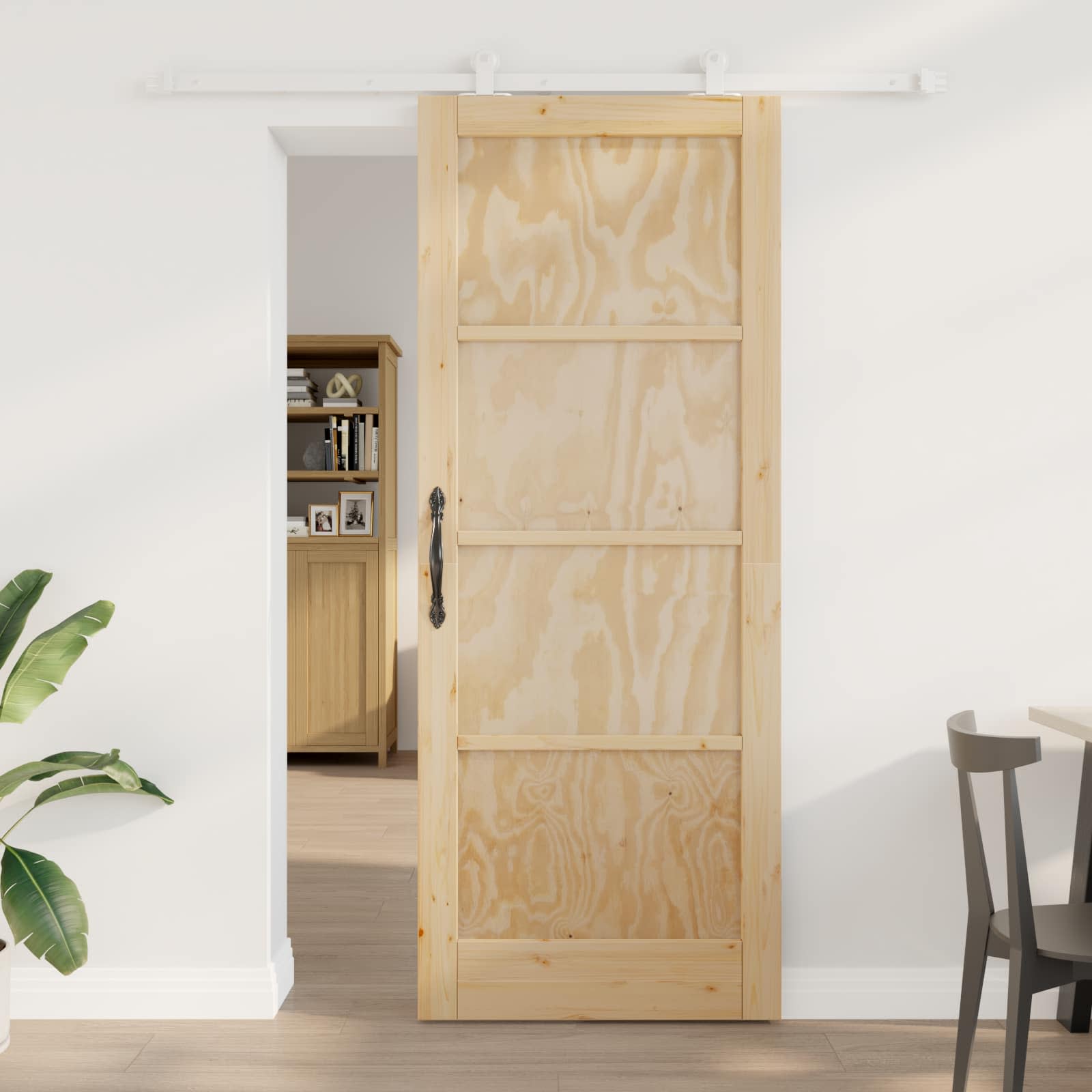 Schuifdeur Natuurlijk en Wit 83 x 211 cm Massief grenenhout