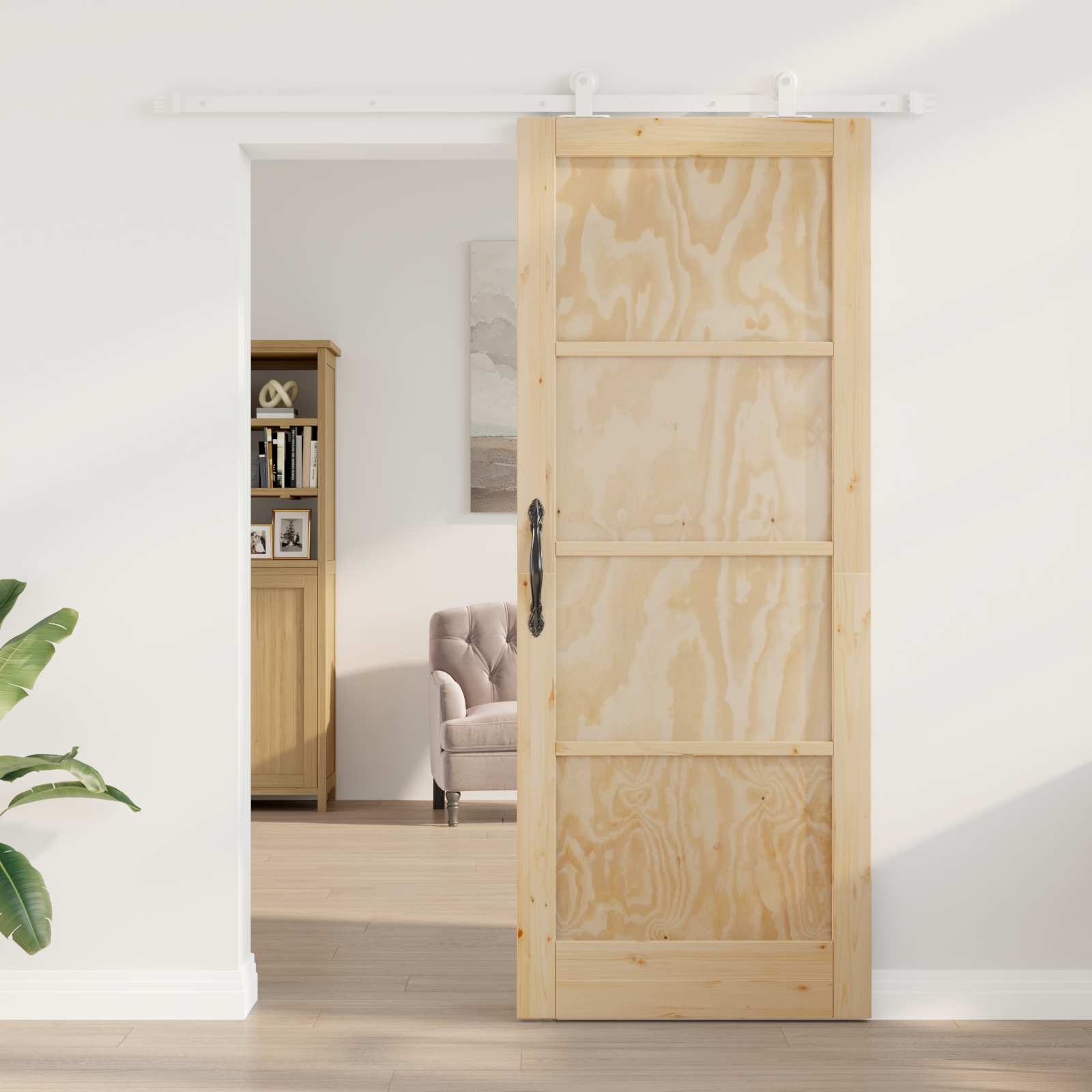 Schuifdeur Natuurlijk en Wit 83 x 211 cm Massief grenenhout