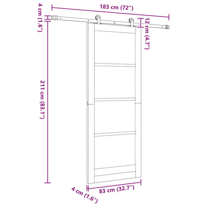 Schuifdeur Natuurlijk en Wit 83 x 211 cm Massief grenenhout