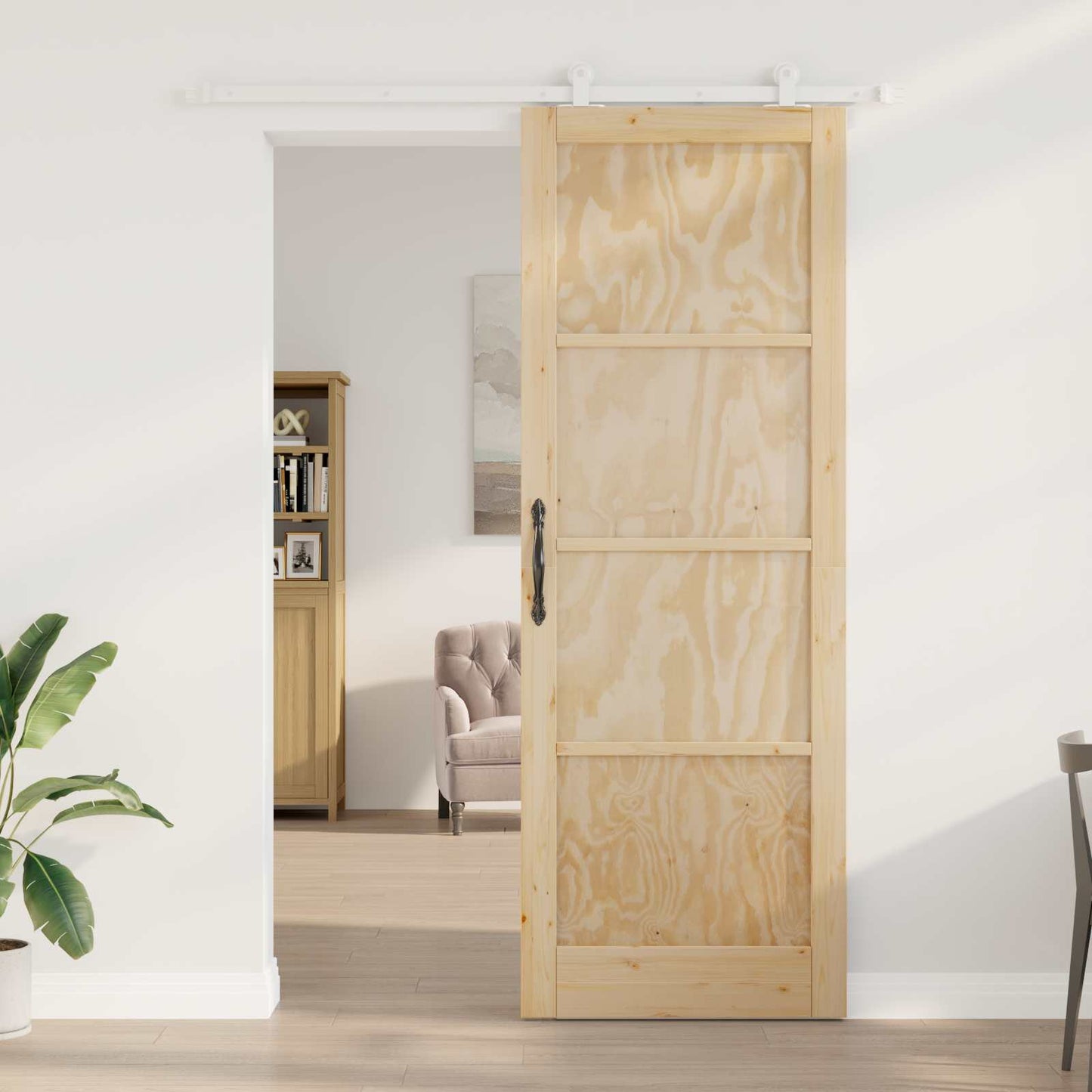 Schuifdeur Natuurlijk en Wit 83 x 232 cm Massief grenenhout